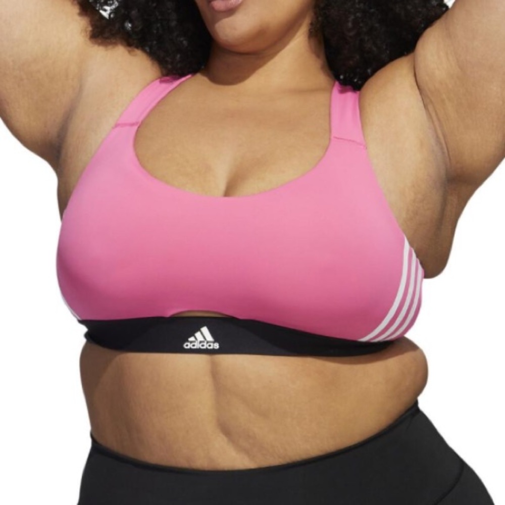 Adidas Powerreact HyperGlam Training Sports Bra Pulse Magenta and White 1X
